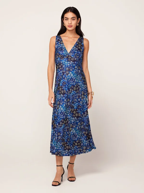 casual chic midi dressesClaire Midnight Constellation Print Slip Dress