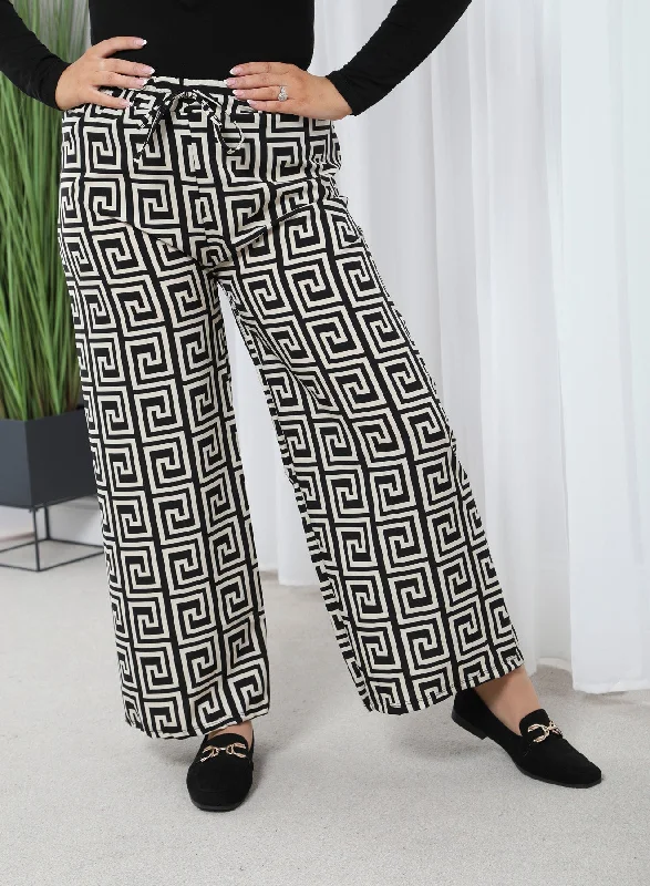 women's sophisticated pantsZendi Print Palazzo Trousers Cream