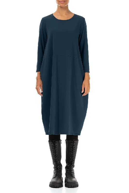 velvet midi dressesBalloon Midnight Blue Cotton Dress