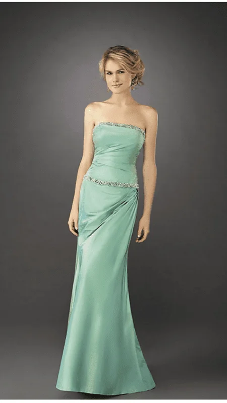 midi ball gown dressesLa Femme - Strapless Mid-Open Back Drape Accented Dress 12525