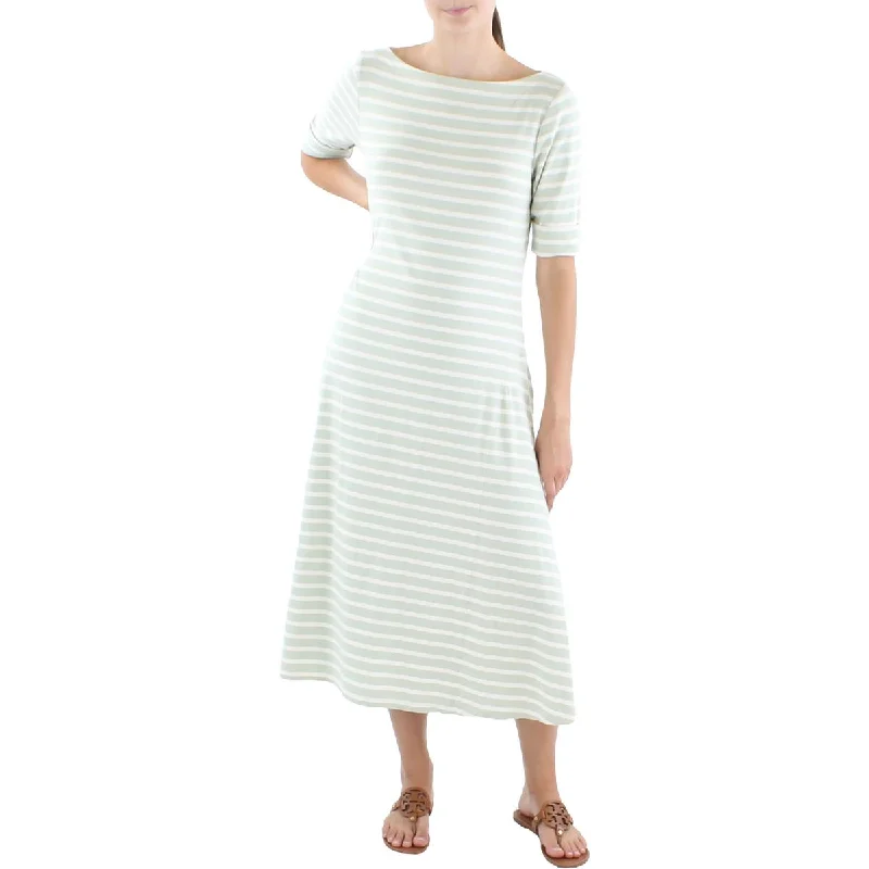 waist-cinching midi dressesLauren Ralph Lauren Womens Striped Mid Calf Shirtdress