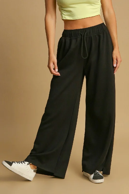 women's low-rise pantsCasual Promises Black Scuba Pants