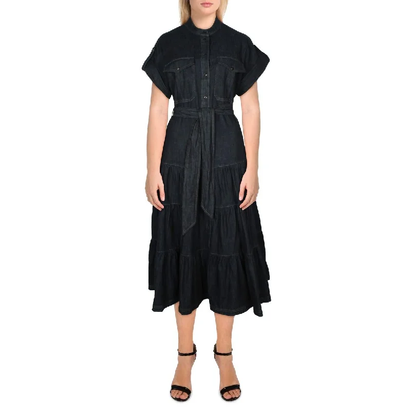 velvet midi dressesLauren Ralph Lauren Womens Cotton Mid Calf Shirtdress