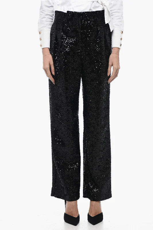 women's convertible pantsIn The Mood For Love Sequined CLYDE Pants with Wide Leg