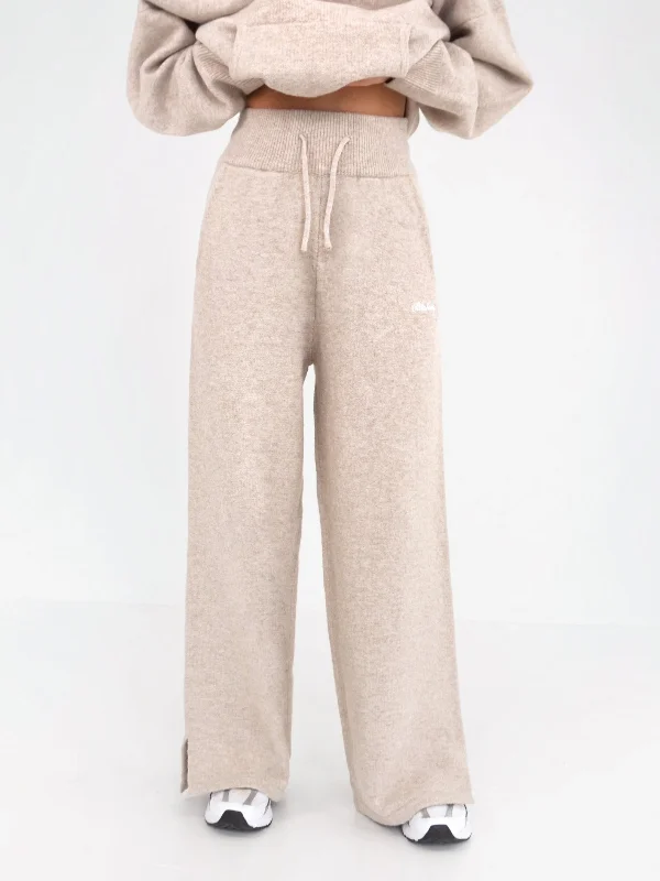 women's casual pantsKnitted Wide Leg Sweatpants - Toasted Taupe