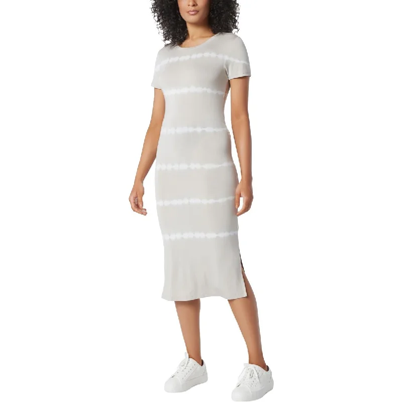 casual midi dressesAndrew Marc Womens Crewneck Mid Calf T-Shirt Dress