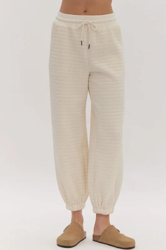 women's bell-bottom pantsTrue Love Cream Textured Joggers