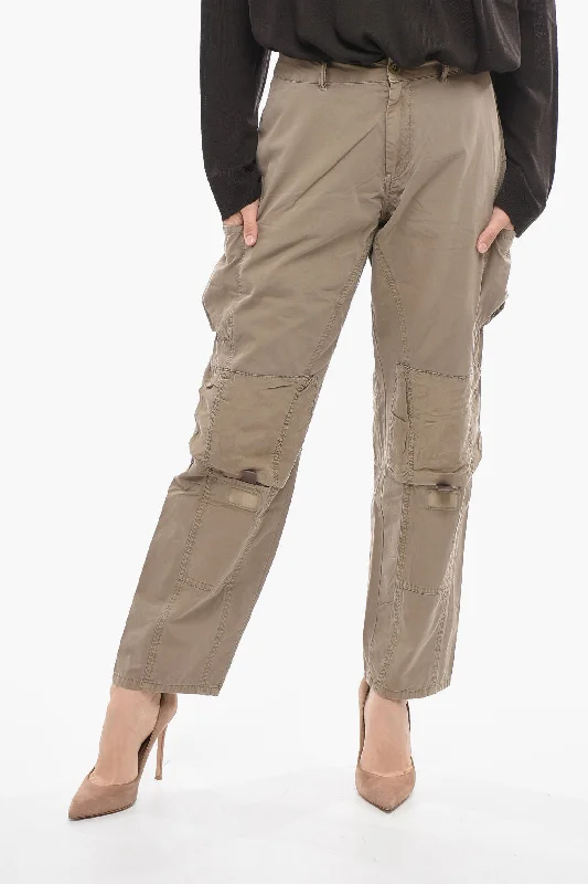 women's skiing pantsJohn Elliott Hidden Closure Solid Color Cargo Pants