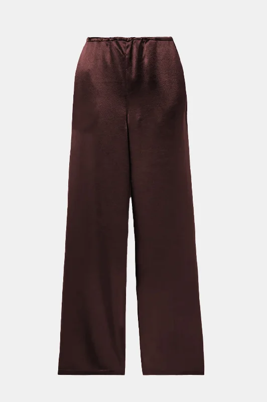 women's solid-color pantsSummer Satin Pant in Dark Brown