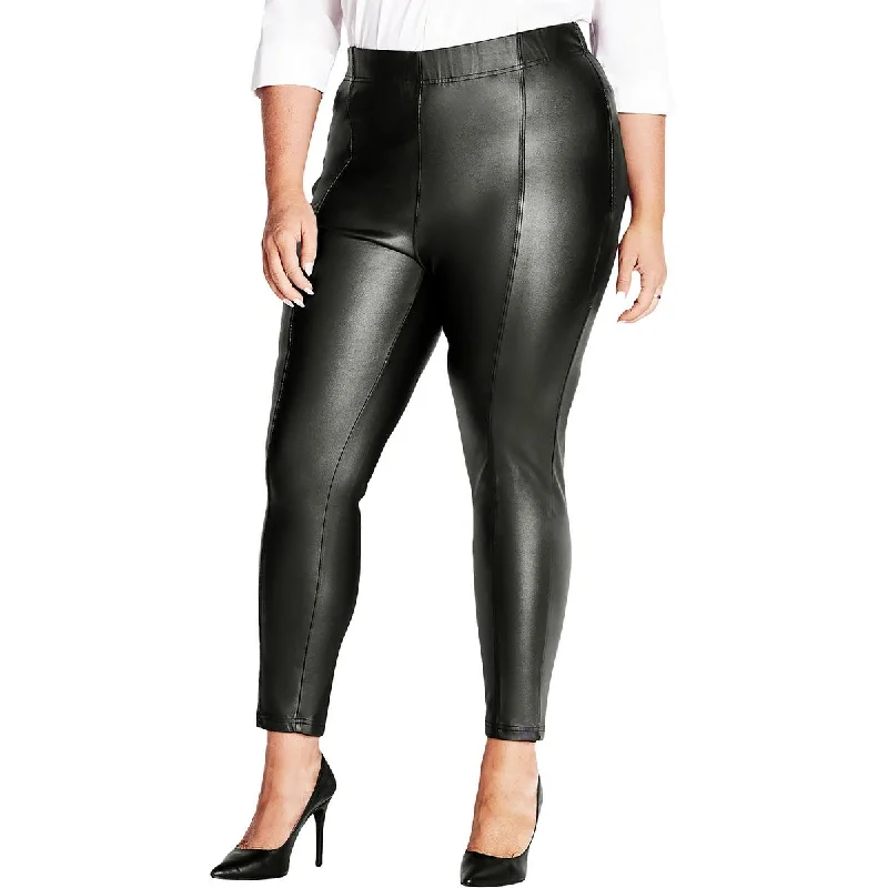 women's skinny pantsWomens Faux Leather Pull On Straight Leg Pants