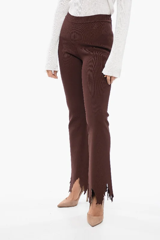 women's running pantsJ.W.Anderson Ribbed Flared Pants with Laser-Cut Detailing