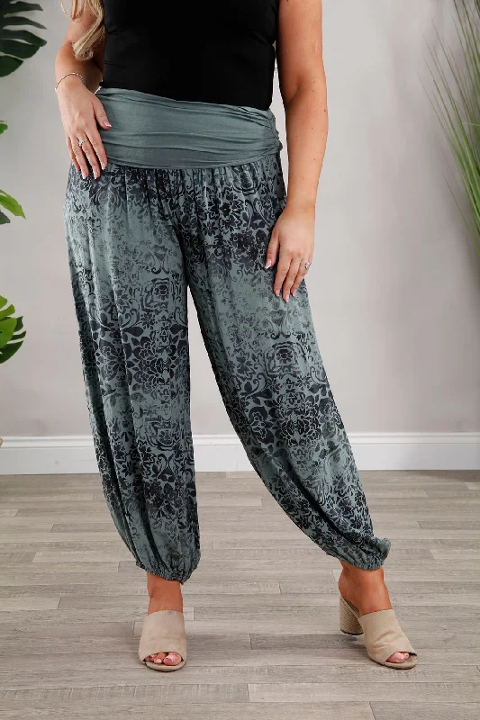 women's maternity pantsFlower Print Harems Sage