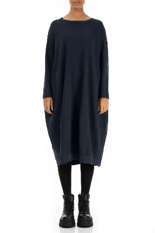 flowy midi dressesBalloon Midnight Blue Cotton Dress