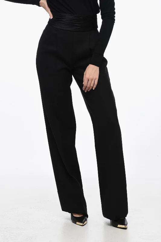 women's active pantsLaQuan Smith Pleated Tailored Pants with Sash-Belt