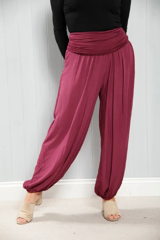 women's high-slung pantsPlain Harem Pants Plum