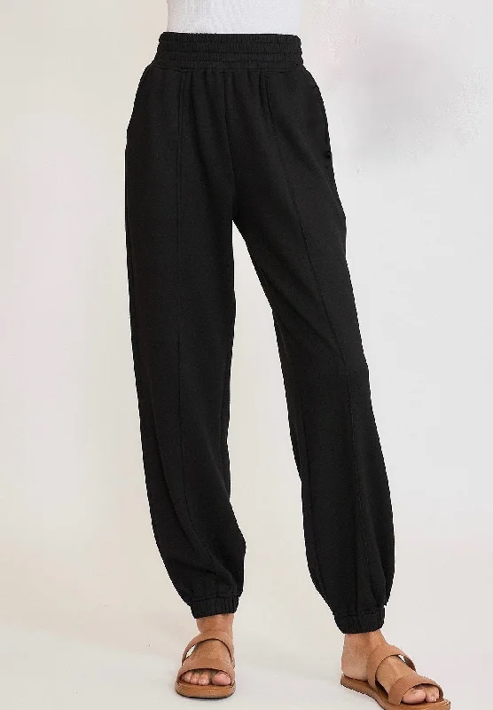 women's mid-rise pantsEffortless Sass Black Scuba Joggers