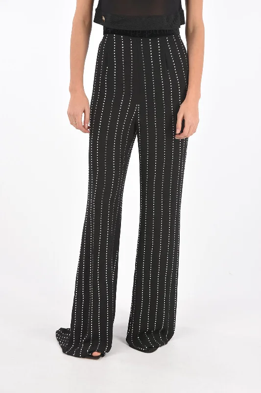 women's patched pantsPhilipp Plein COUTURE crystal all over high rise waist palazzo pants