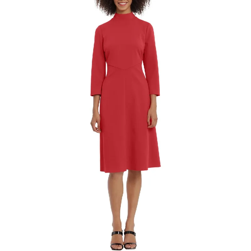 elegant midi dressesMaggy London Womens Pintuck Mid Calf Fit & Flare Dress