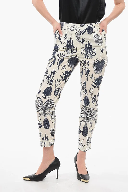 women's waterproof pantsParosh COPARD Cropped Pants with Floral Pattern