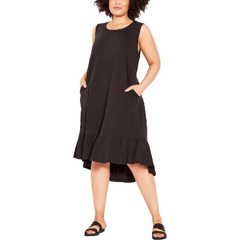 polyester midi dressesZim & Zoe Womens Plus Mid Calf Cotton T-Shirt Dress