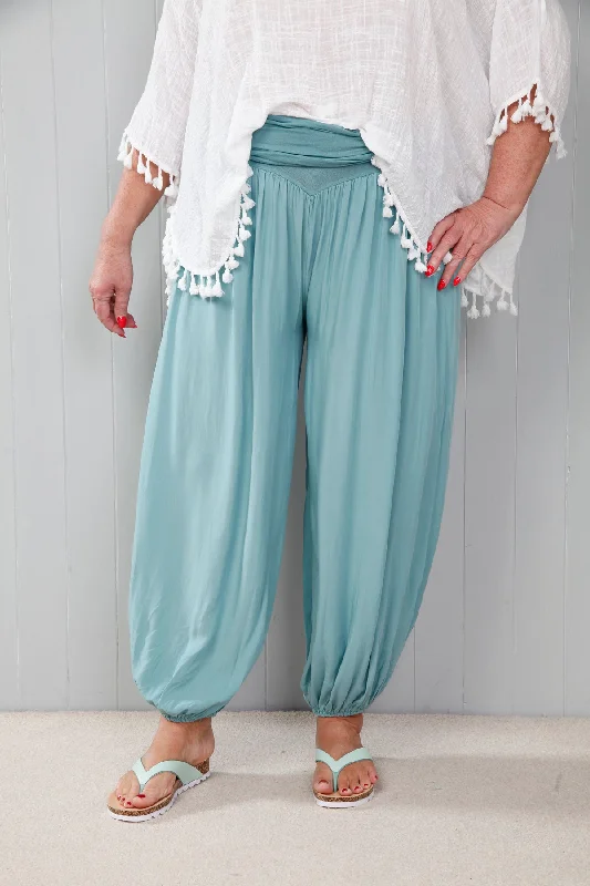 women's capri pantsPlain Harem Pants Sea Green