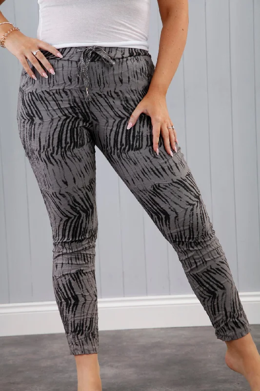 women's skinny pantsZebra Print Magic Pants Grey