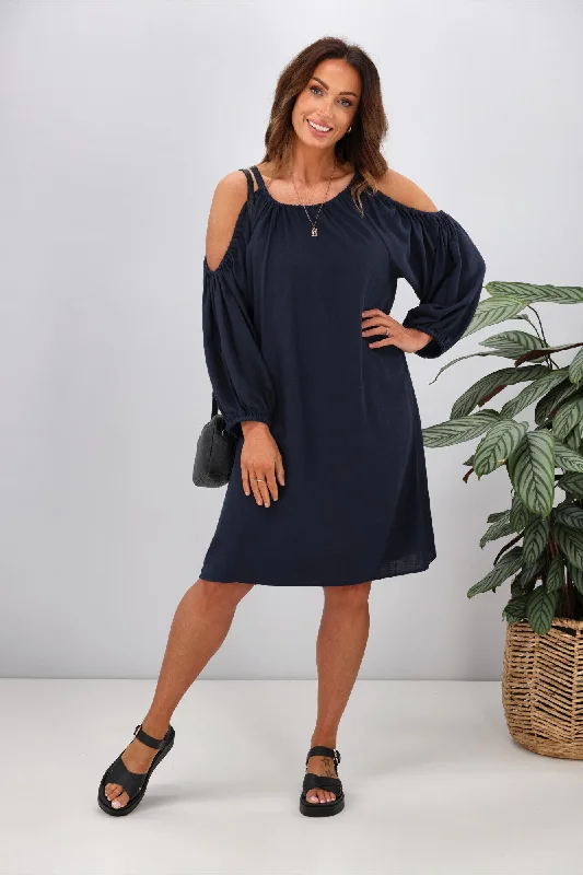 affordable midi dressesShine On Label Tipene Linen Dress Midnight