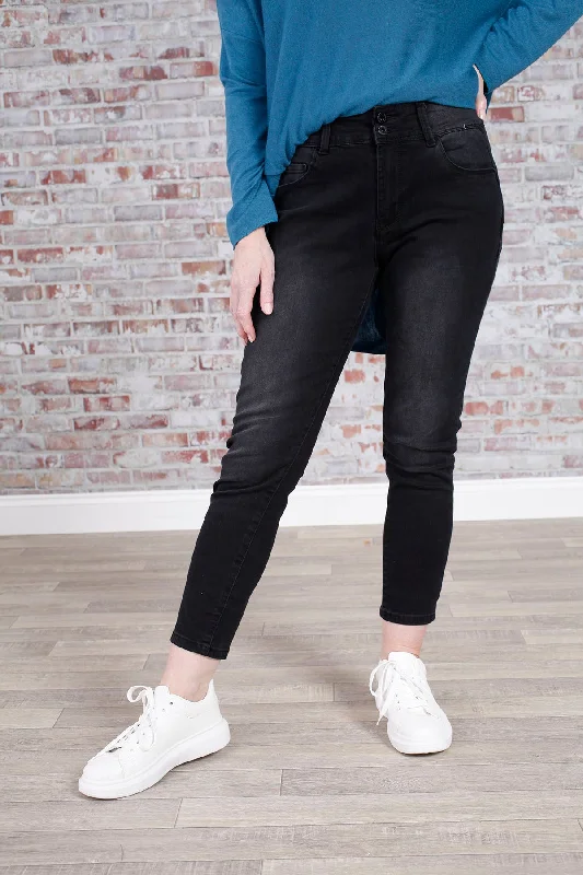 women's zipper pantsPetra Push Up Black Jeans