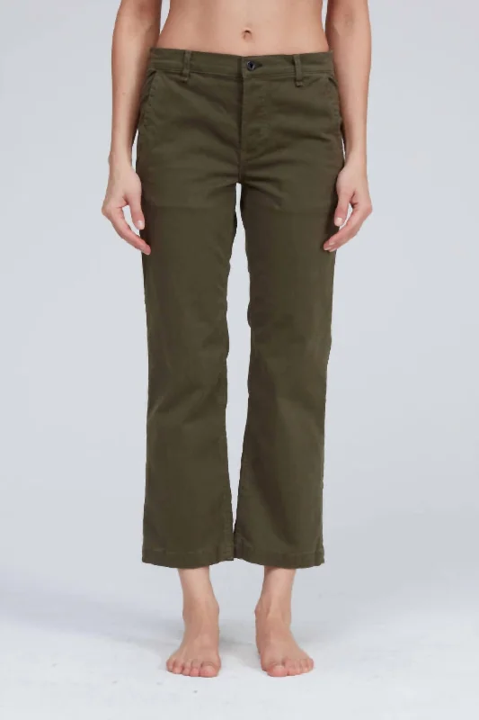 women's polyester pantsSlim Fit Twill Chino Pant In Safari Green