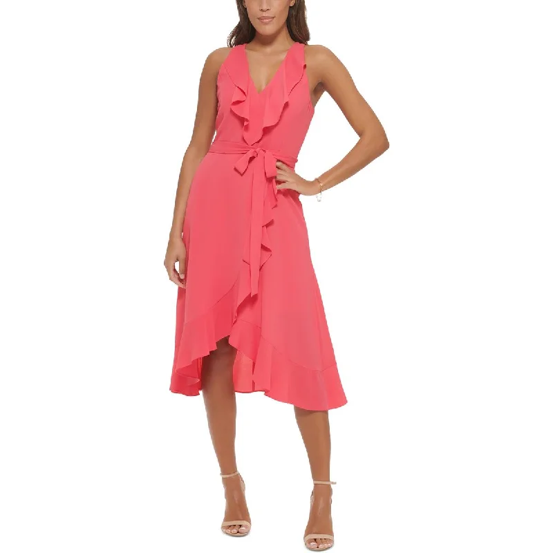 midi dresses for springKensie Womens Asymmetric Mid-Calf Wrap Dress