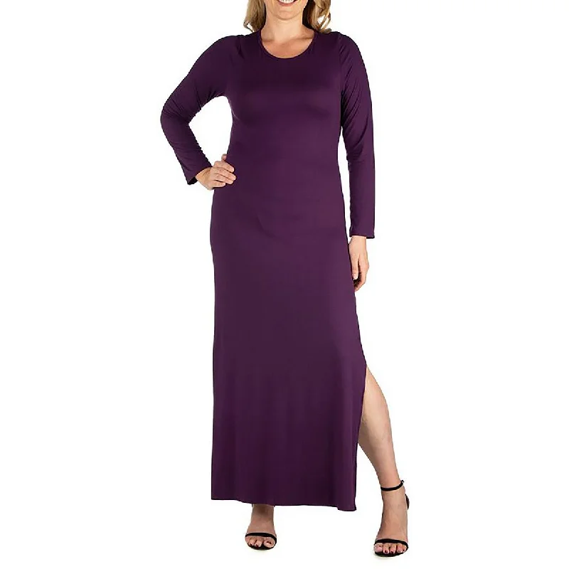 plus-size midi dresses24seven Comfort Apparel Womens Plus T-Shirt Dress Mid Calf