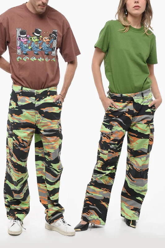 women's cropped pantsErl Camouflage Effect Wide Leg UNISEX Cargo Pants