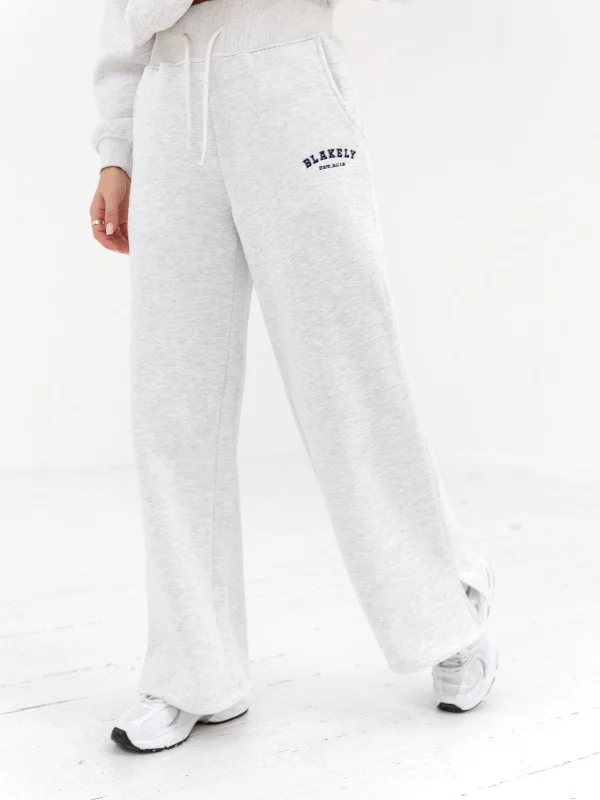 women's velvet pantsVarsity Wide Leg Sweatpants - Marl White