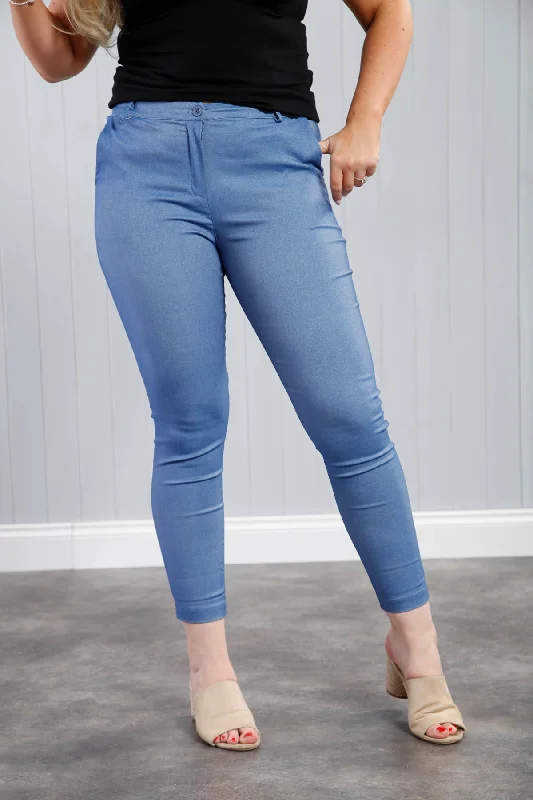 women's bootcut pantsSammie Stretch Trousers Blue Denim