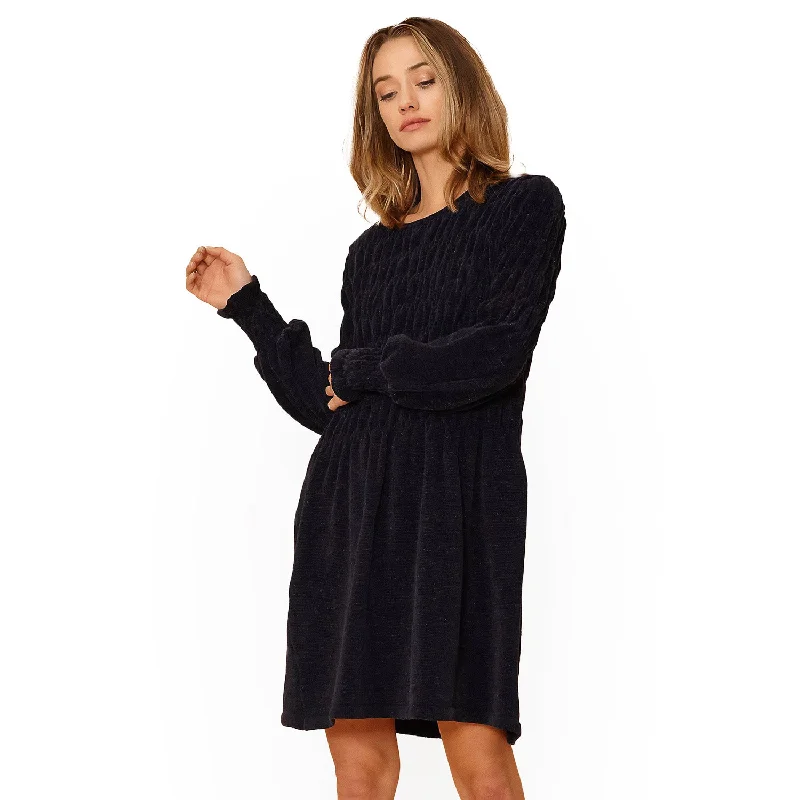 midi dresses in floral printsWomen's Midnight Sweater Dress in Midnight