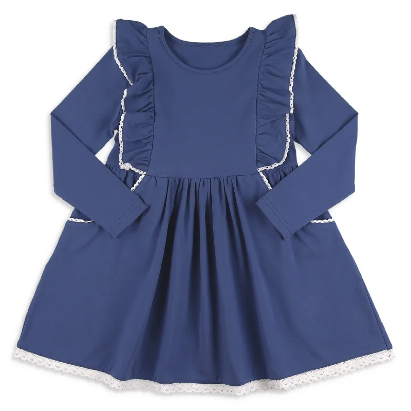 wrap-around midi dressesGirls Flutter Dress - Midnight Blue