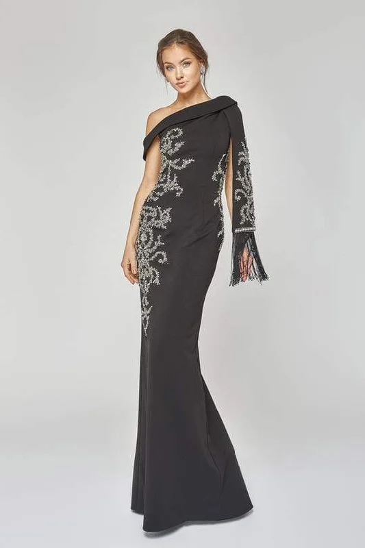 Formal Dress for Museum GalasTerani Couture - 1921E0169 Asymmetric One Shoulder Crystal Beaded Gown