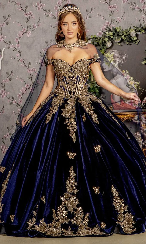 Formal Dress for Hotel GalasGLS by Gloria GL3471 - Off-Shoulder Applique Embellished Ballgown