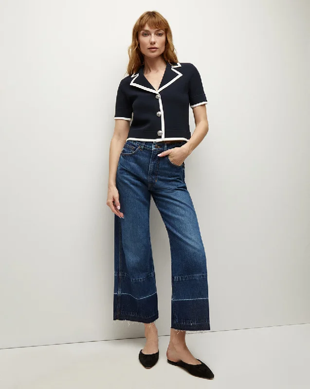 women's denim jeans with cotton blendTaylor Released Hem Cropped Wide-Leg Jean