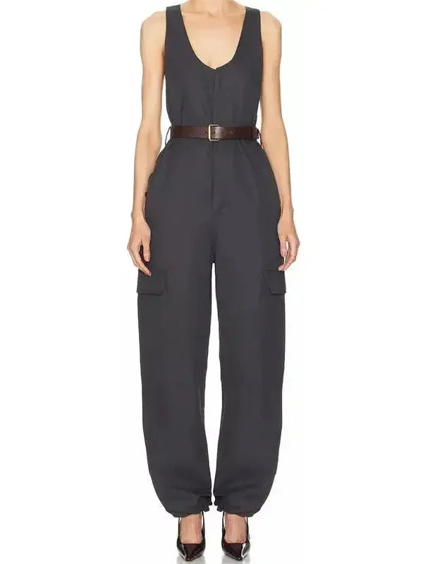 women's jumpsuits for lightweight designsBelted Jumpsuit in Cotton Twill