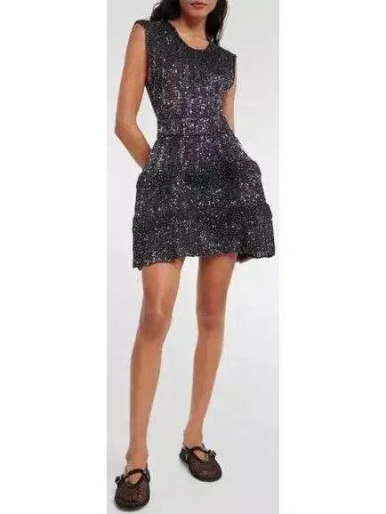 lace appliqué Mimi dresses for eleganceArchetypes Sequined Stretch-knit Crino Mini Dress