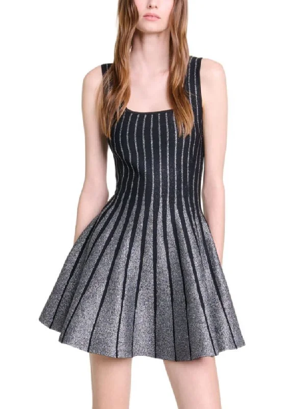 cotton blend Mimi dresses for comfortA-Line Knit Striped Glitter Mini Dress