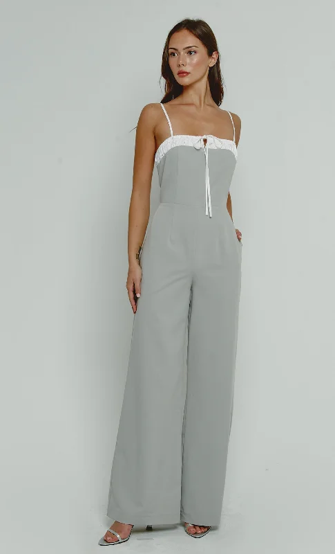 women's jumpsuits for sustainable fashionGrey Ruched Bust Jumpsuit