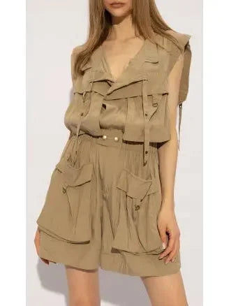 women's chic jumpsuitsCargo Short Jumpsuit in Khaki