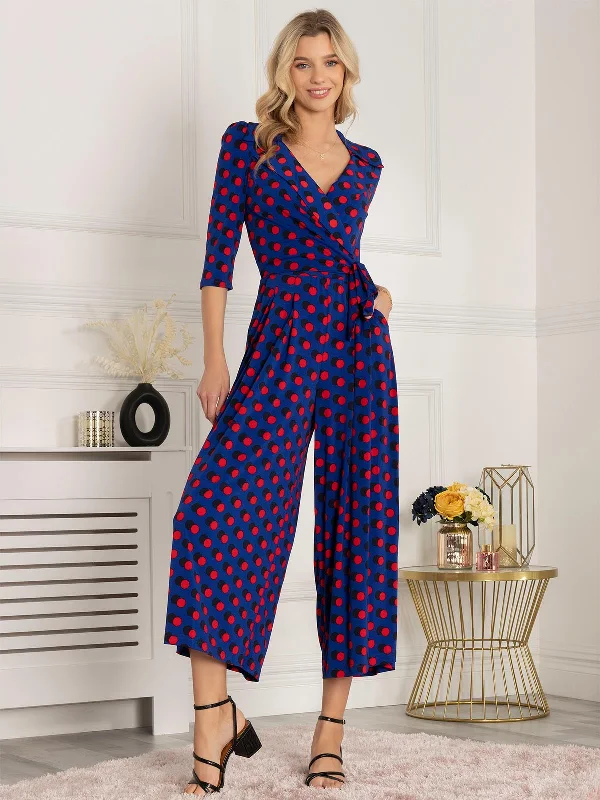 women's jumpsuits for weddingsJolie Moi Saphira Jersey Jumpsuit, Royal Polka