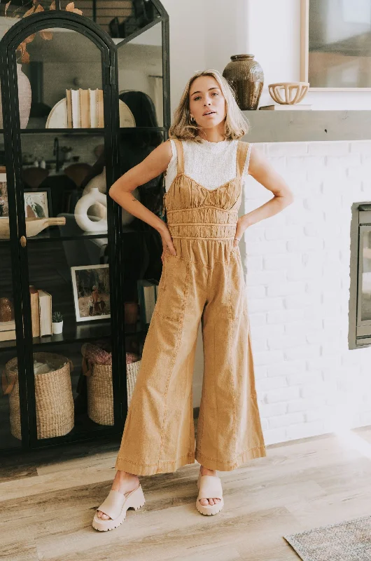 women's jumpsuits for everyday wearFREE PEOPLE - After All Ruched One-Piece Jumpsuit