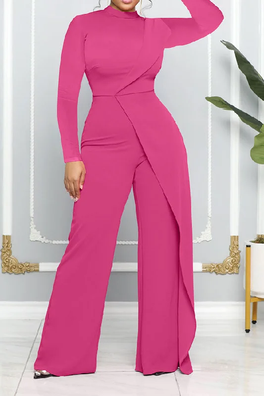 women's jumpsuits for fallSolid Color Feminine Layered Design Jumpsuit