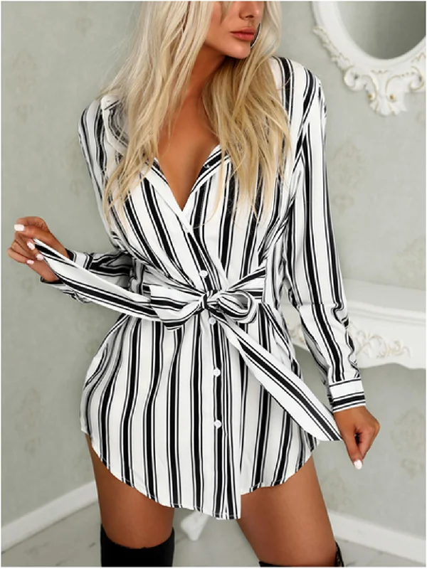 wrap Mimi dresses for an hourglass figureDressBetty - Fashion Long Sleeve Button Sexy Mini Dress