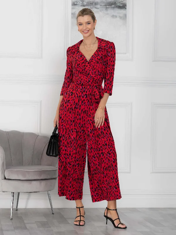 women's jumpsuits for everyday wearJolie Moi Melissa Jumpsuit, Red Animal