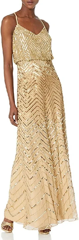 maxi dresses with lace-up detailsAdrianna Papell 91869160 Long Beaded Blouson Dress